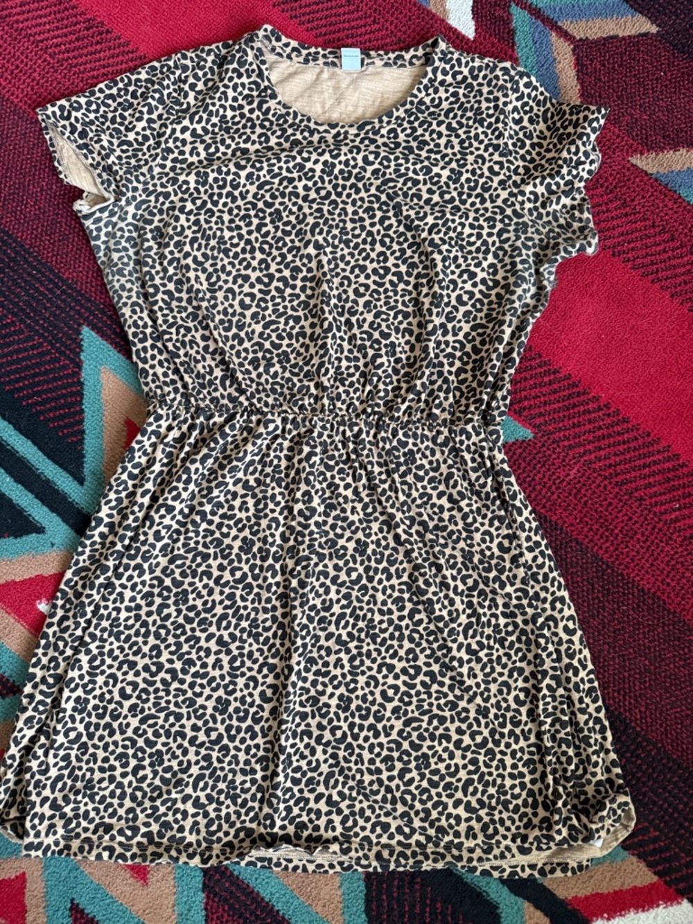 Old Navy Leopard Print Short Sleeve Dress in Tan and Black